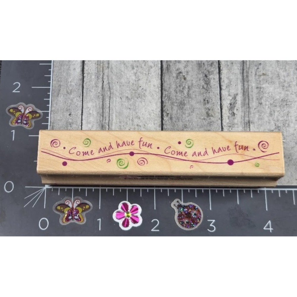 Hero Arts Come Have Fun Spirals Wavy F3825 Rubber Stamp Wood #i105